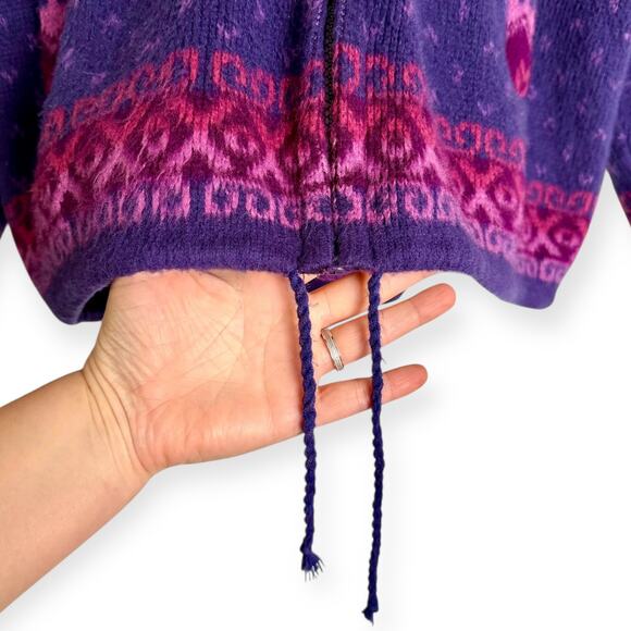 Yari Artesanias Pink and Purple Hooded Alpaca Wool Jacket Unisex Size M - Picture 7 of 9